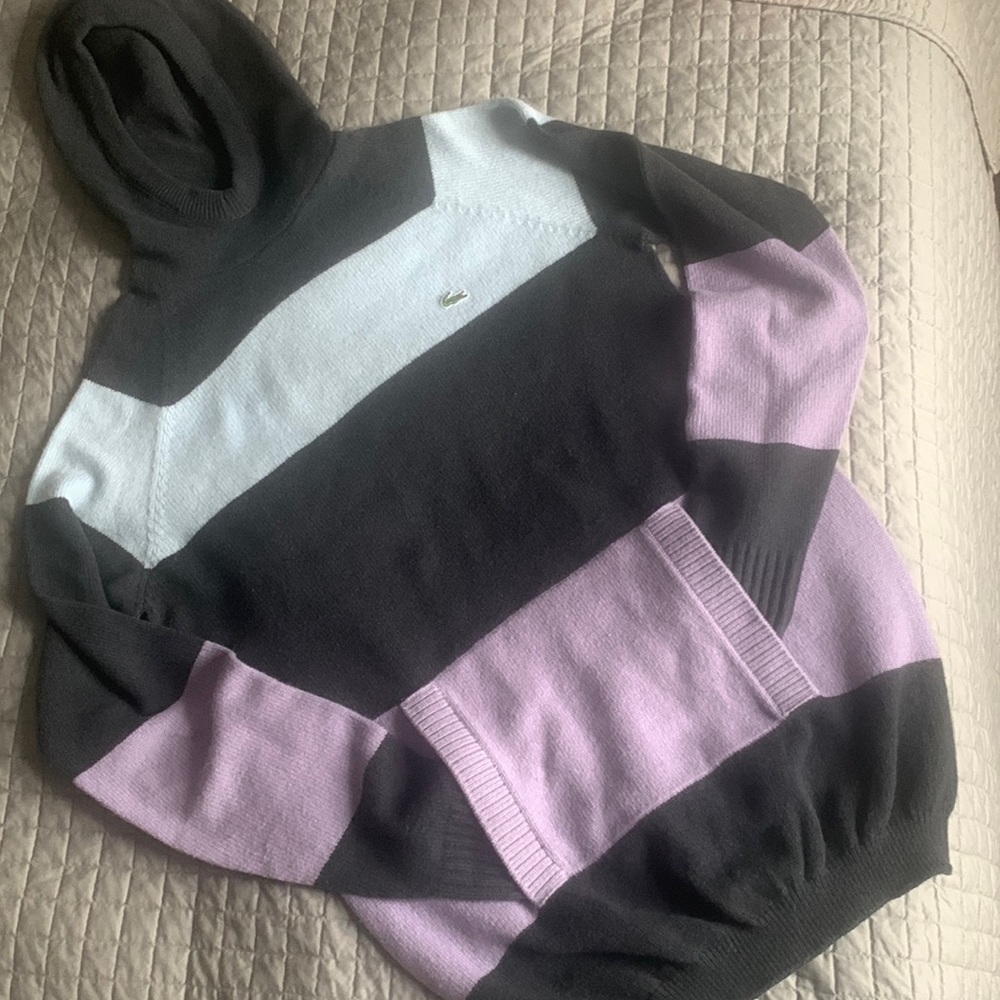 Lacoste striped wool blend hoodie sweater 40 or Medium